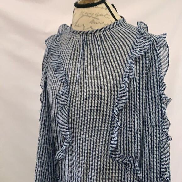 BCBGMAXARAZIA RUFFLE SHEER DRESS SIZE L - Picture 3 of 6